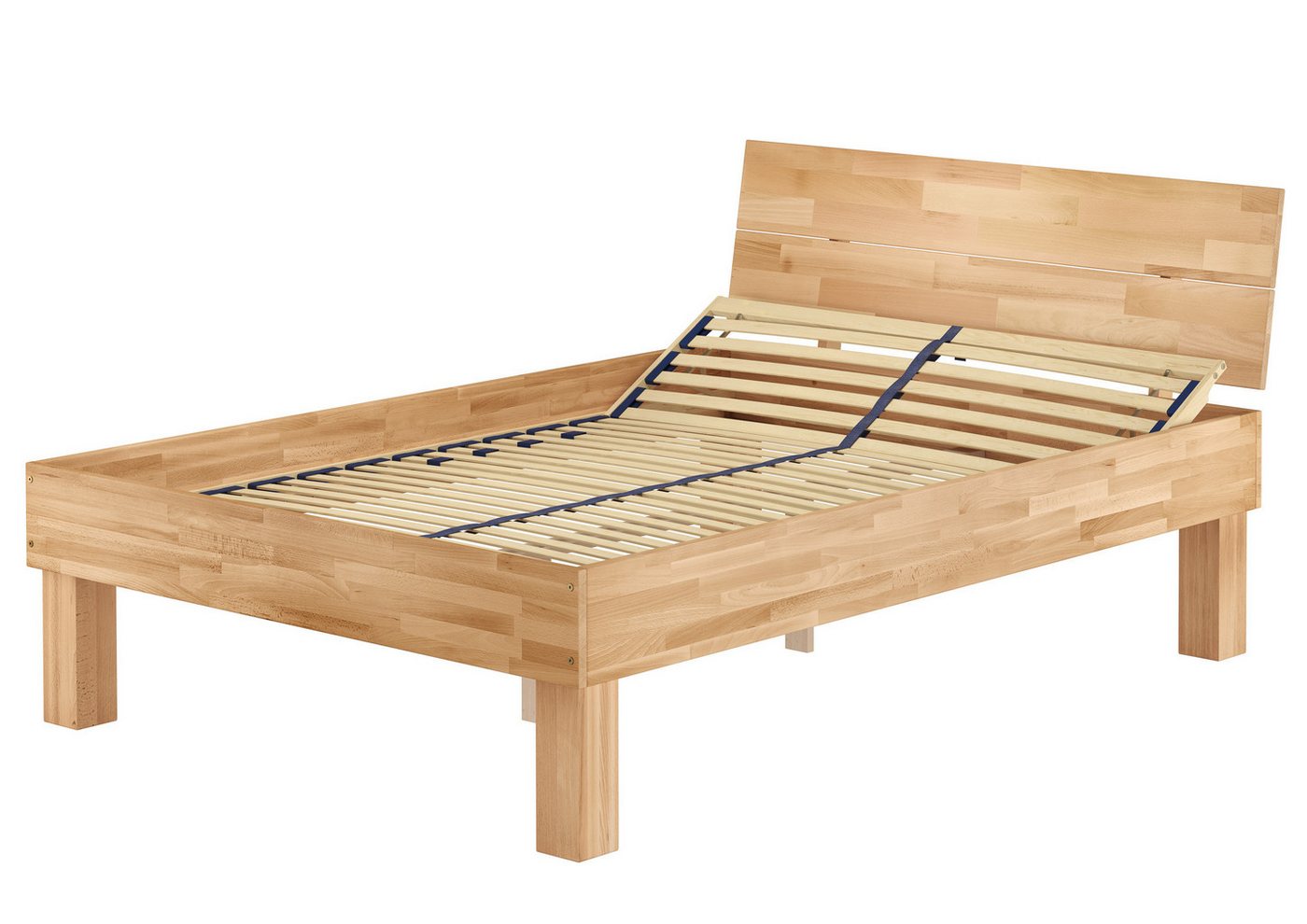 ERST-HOLZ Bett Hohes Seniorenbett Doppelbett Buche massiv 140x200 mit Federholzrahmen, Buchefarblos lackiert von ERST-HOLZ