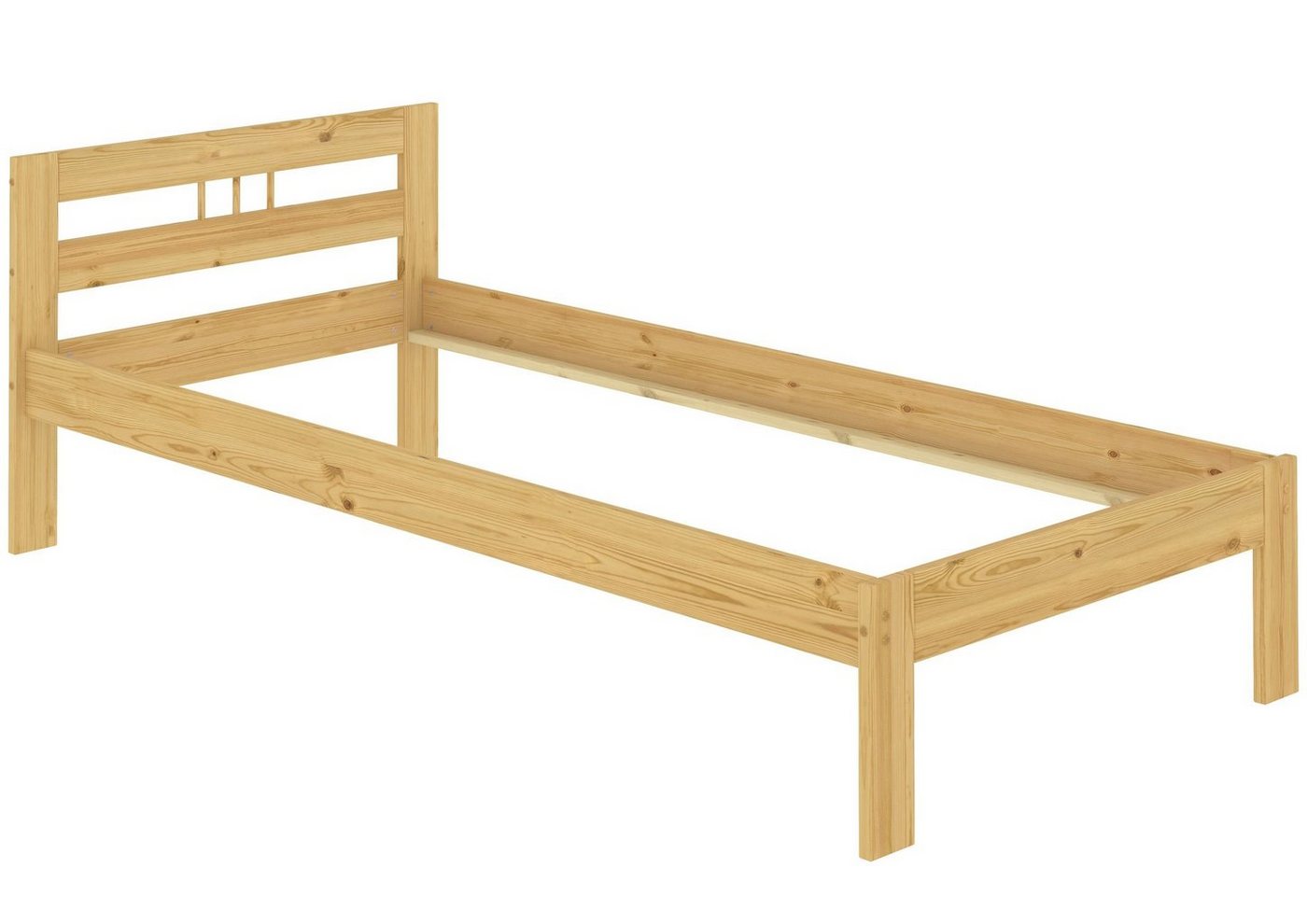 ERST-HOLZ Bett Einzelbett Massivholz Futonbett Kiefer Natur 90x200 ohne Zubehör, Kieferfarblos lackiert von ERST-HOLZ