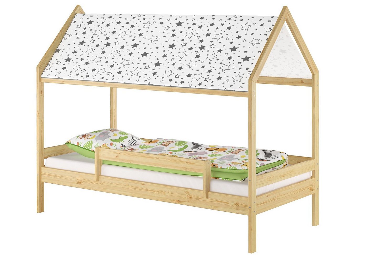 ERST-HOLZ Bett Kinderbett Hausbett 90x200 Massivholz Einzelbett Zubehör wählbar V-60.58-09, Kinderbett Hausbett 90x200 Massivholz Einzelbett Zubehör wählbar V-60.58-09 von ERST-HOLZ