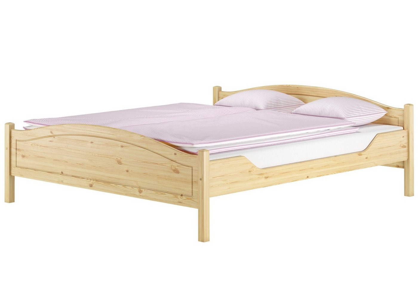 ERST-HOLZ Bett Klassisches Holzbett 180x200 Kiefer massiv Doppelbett, Kieferfarblos lackiert von ERST-HOLZ