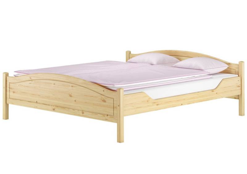 ERST-HOLZ Bett Klassisches Überlanges Ehebett 180 x 220 Kiefer Massiv Zubehör Wählbar, Kieferfarblos lackiert von ERST-HOLZ