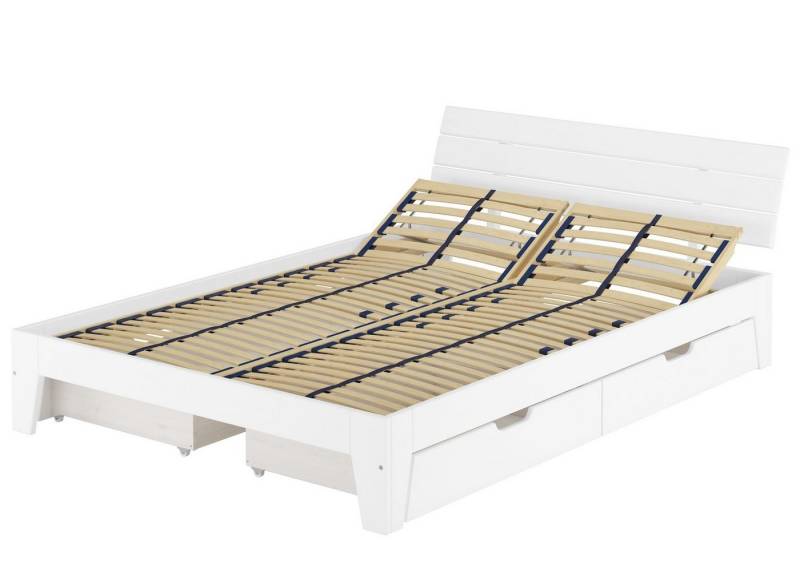 ERST-HOLZ Bett Komfortables Futonbett 160x200 Kiefer massiv weiß mit Stauraum, Kieferwaschweiß von ERST-HOLZ