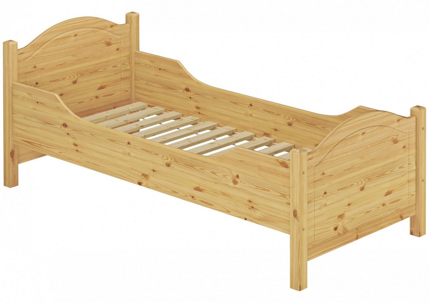 ERST-HOLZ Bett Komfortables Seniorenbett hoch 100x200 mit Rost, Kieferfarblos lackiert von ERST-HOLZ