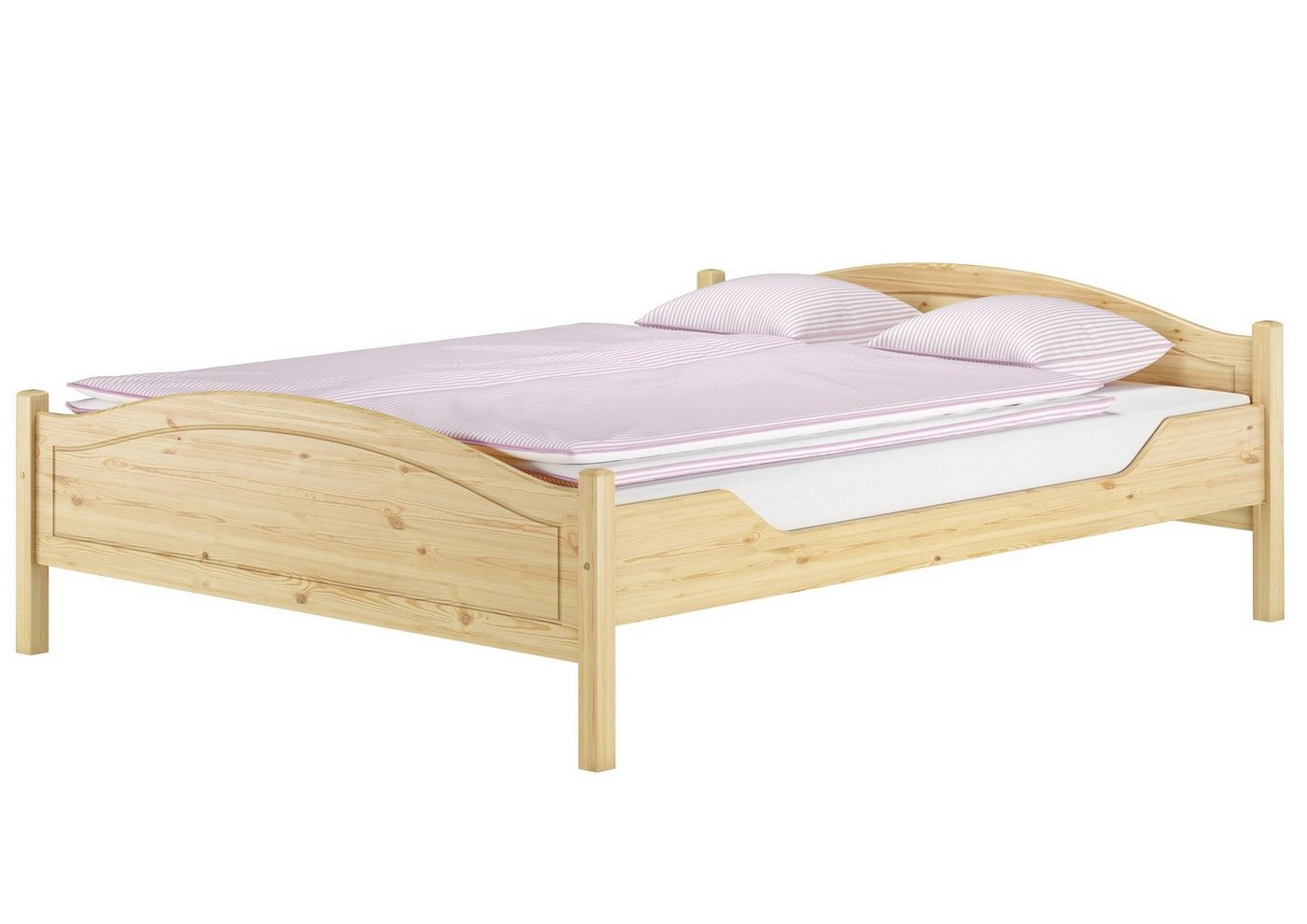 ERST-HOLZ Bett Massivholzbett 160x200 Doppelbett Kiefer, Kieferfarblos lackiert von ERST-HOLZ