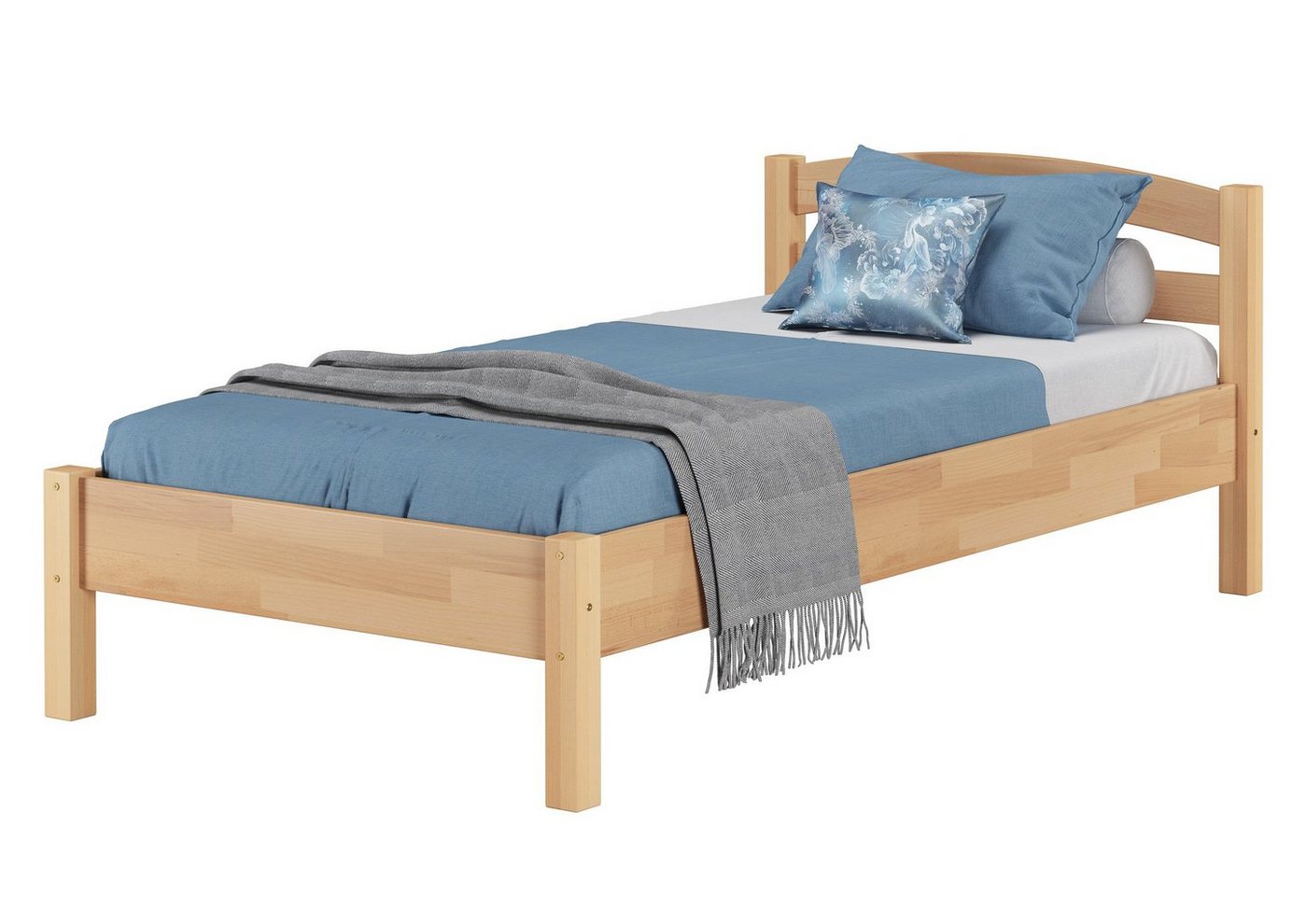 ERST-HOLZ Bett Bettenset Gestell Buche 100x200 mit Federleisten und Matratze, Buchefarblos lackiert von ERST-HOLZ