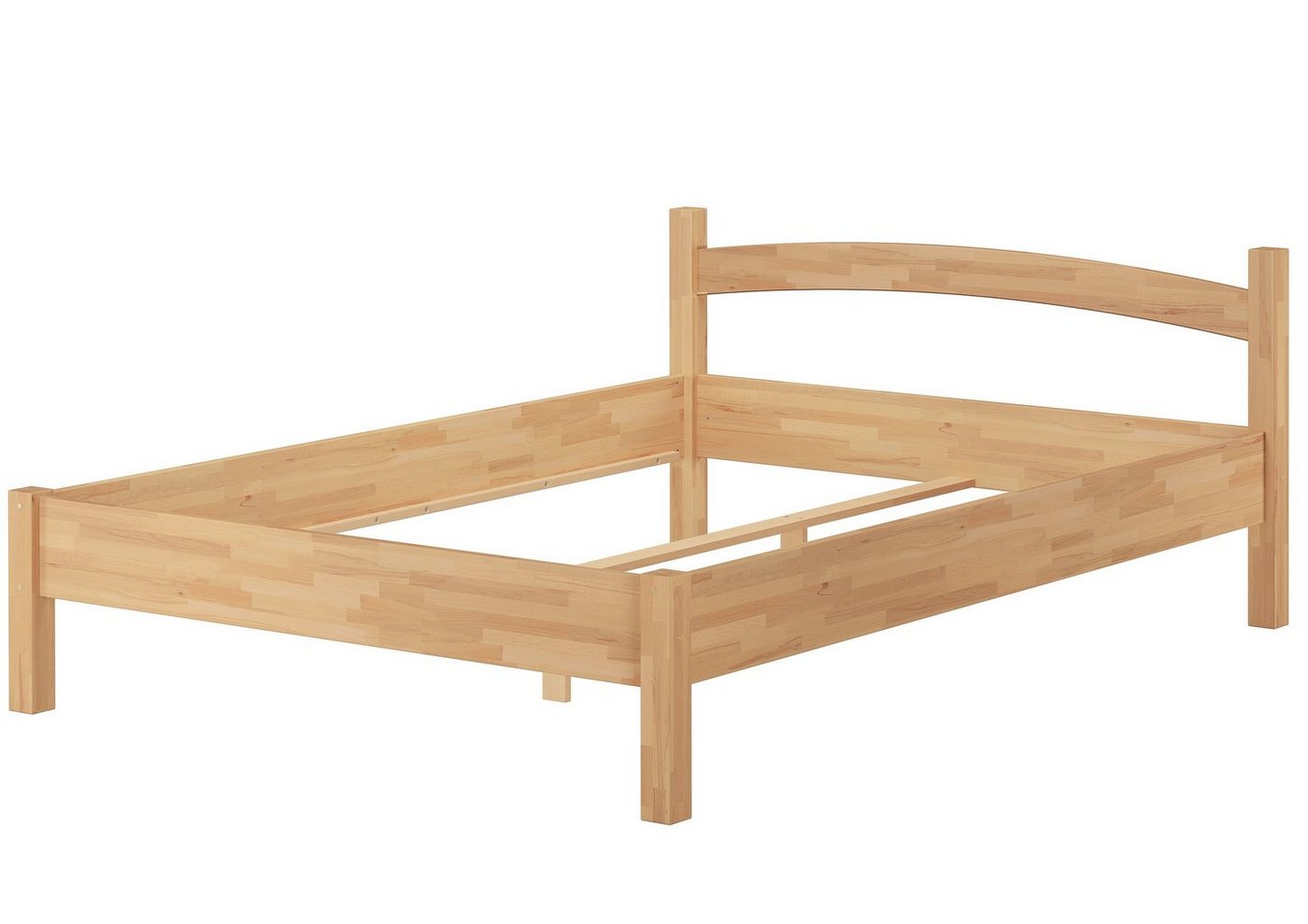 ERST-HOLZ Bett Doppelbett 140x200 Buche massiv ohne Rost, Buchefarblos lackiert von ERST-HOLZ