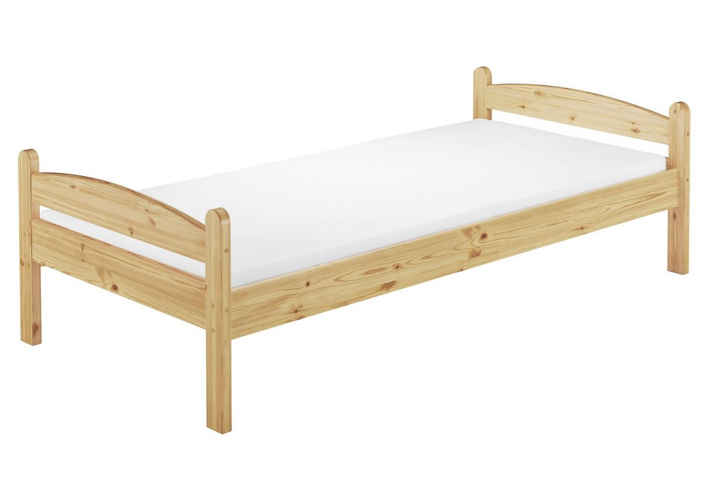 ERST-HOLZ Bett Bettenset mit Holzgestell, Rost und Matratze 100x200, Kieferfarblos lackiert von ERST-HOLZ