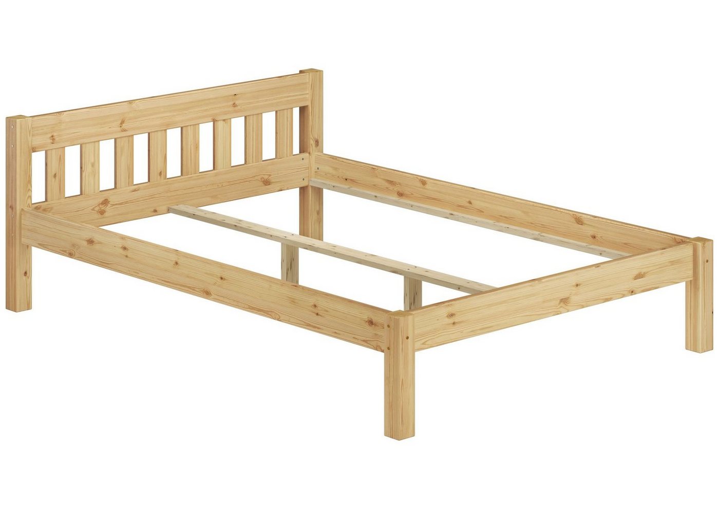 ERST-HOLZ Bett Bettgestell Echtholz Kiefer 140x200, Kieferfarblos lackiert von ERST-HOLZ