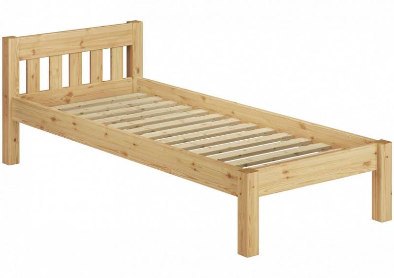 ERST-HOLZ Bett Breites Einzelbett Kiefer 100 x 200 mit Rost, Kieferfarblos lackiert von ERST-HOLZ