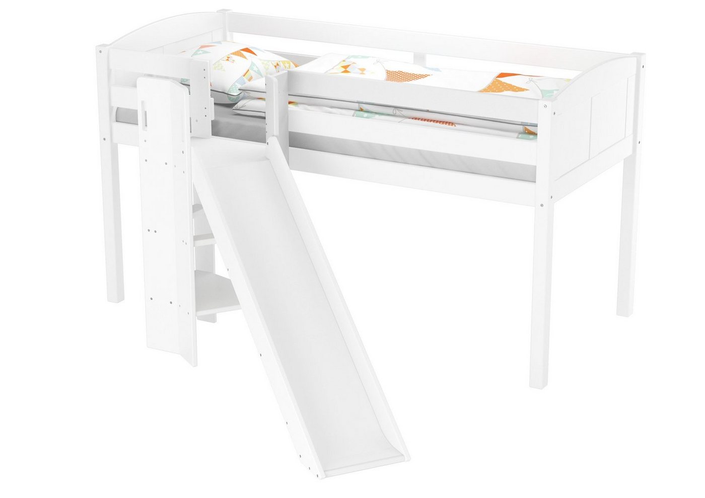 ERST-HOLZ Bett Schönes Spielbett für Kinder mit Rutsche 90 x 200 Kiefer Weiß, Kieferwaschweiß von ERST-HOLZ