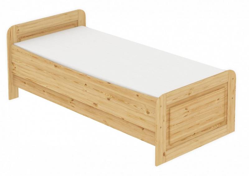 ERST-HOLZ Bett Seniorenbett 120 x 200 Kiefer Massiv mit Rollrost und Matratze, Kieferfarblos lackiert von ERST-HOLZ