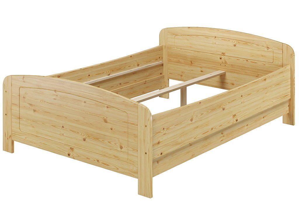 ERST-HOLZ Bett Seniorenbett Doppelbett hoher Sitz massiv Kiefer 140x200 ohne Zubehör, Kieferfarblos lackiert von ERST-HOLZ