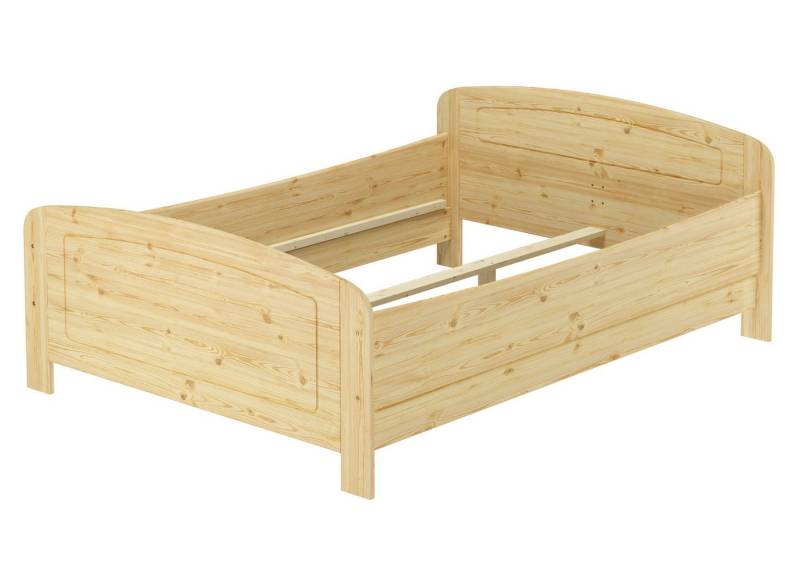 ERST-HOLZ Bett Seniorenbett Doppelbett Hoher Sitz Massiv Kiefer 140 x 200 ohne Rost, Kieferfarblos lackiert von ERST-HOLZ