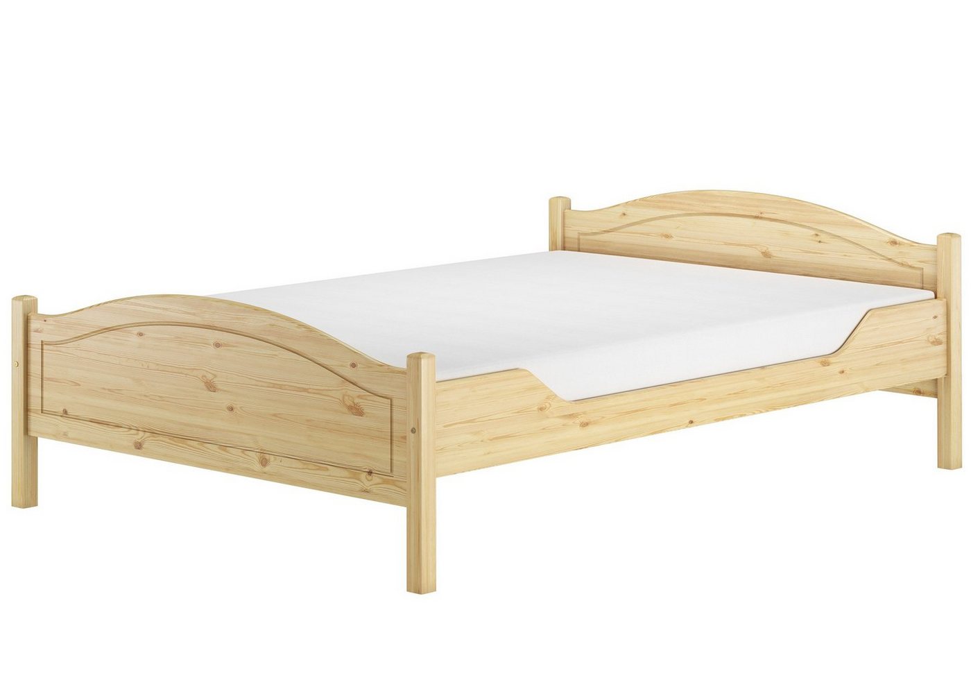 ERST-HOLZ Bett Überlanges Kieferholzbett massiv 140x220 Doppelbett Zubehör wählbar, Kieferfarblos lackiert von ERST-HOLZ