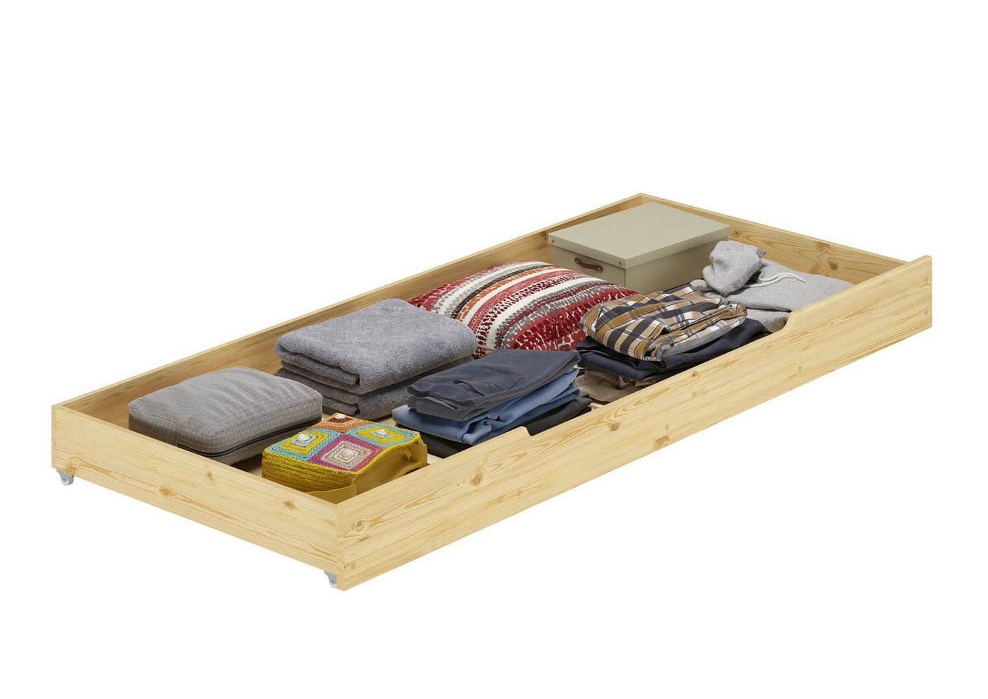 ERST-HOLZ Bettschubkasten Bettkasten als Staukasten für Betten - Kiefer Natur von ERST-HOLZ