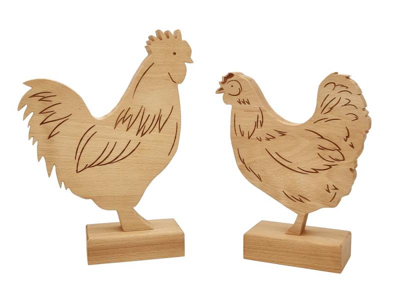 ERST-HOLZ Dekoobjekt Holzhuhn Hahn auch als Set Osterdeko Buche Massiv von ERST-HOLZ