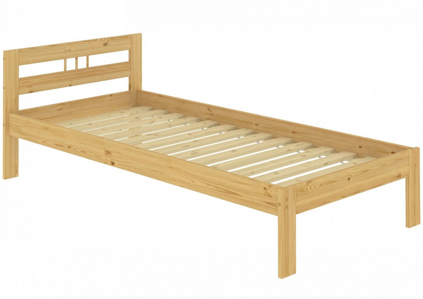 ERST-HOLZ Einzelbett Futonbett Kinderbett massiv Kiefer Natur 90x190 Bettrahmen Rollrost, Kieferfarblos lackiert von ERST-HOLZ