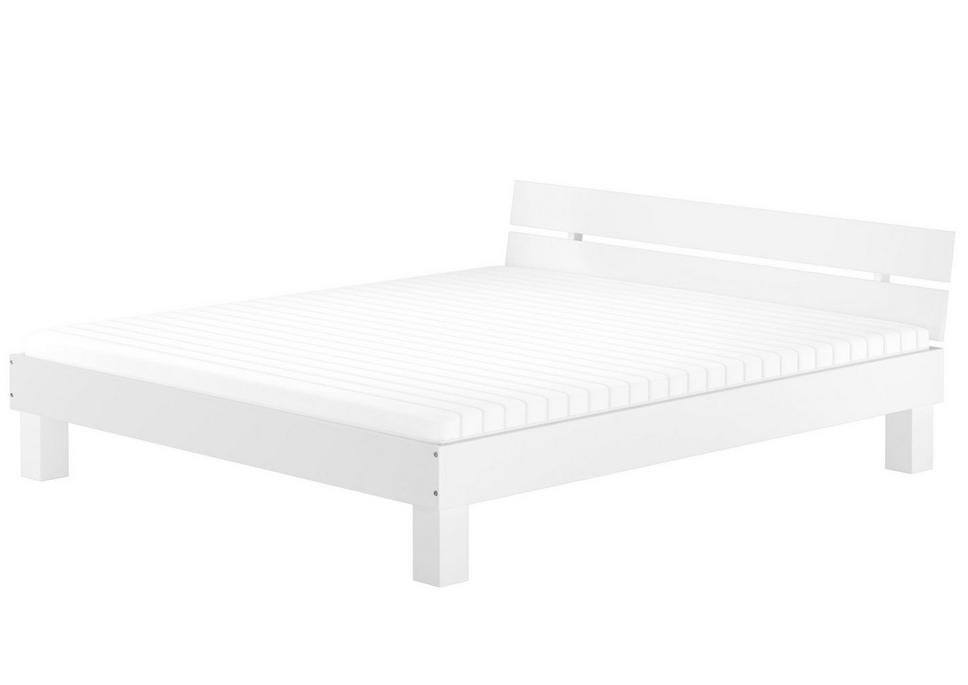 ERST-HOLZ Einzelbett Ehebett Buche Massiv Waschweiß Überlang 180 x 220 Lattenrost Matratze, Buchewaschweiß von ERST-HOLZ