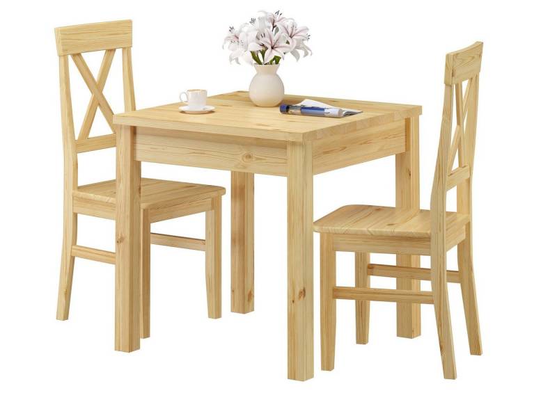 ERST-HOLZ Essgruppe Essgruppe Klassisch mit Tisch und 2 Stühle Kiefer natur Massivholz von ERST-HOLZ