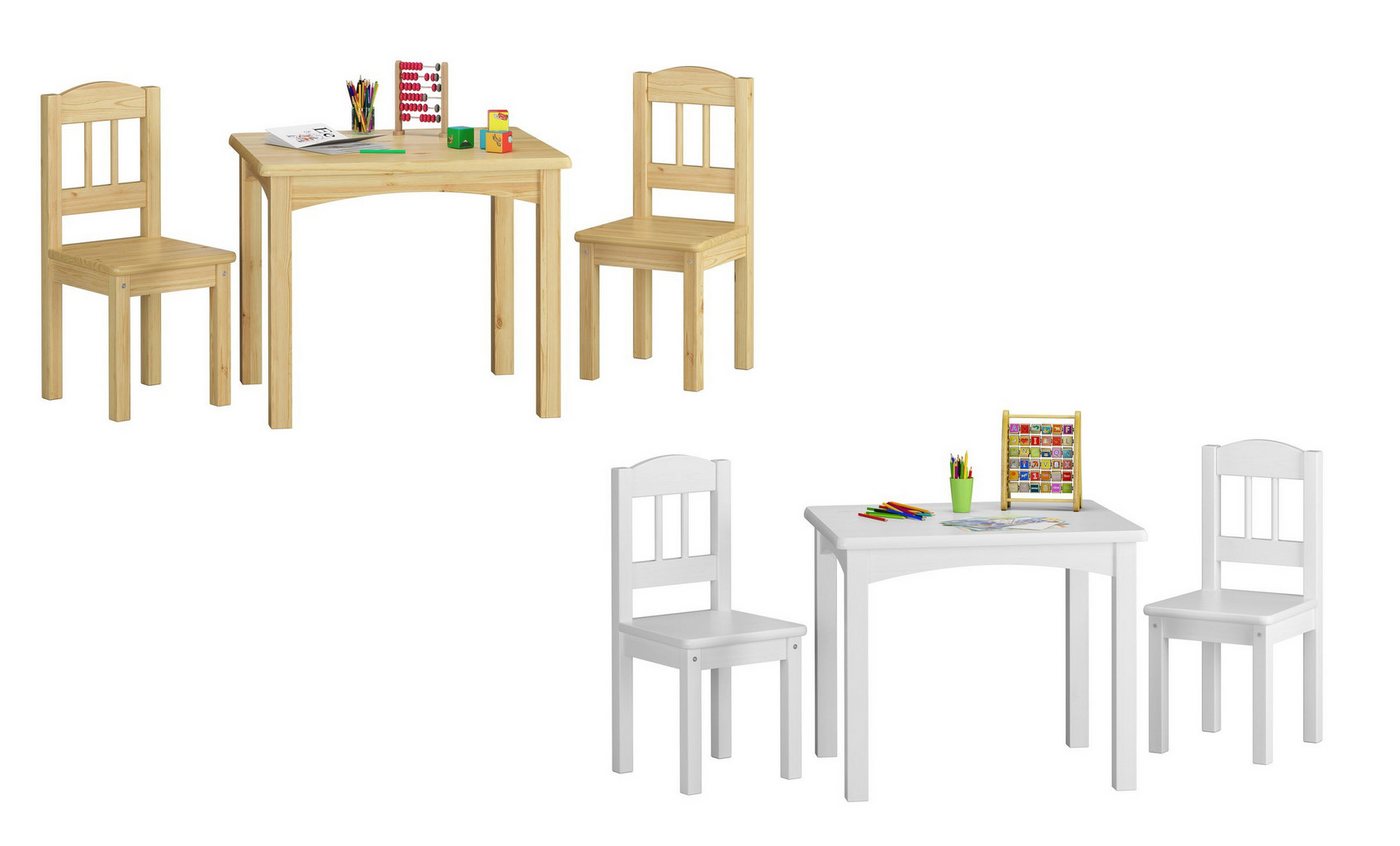 ERST-HOLZ Essgruppe Kindersitzgruppe in Weiß oder Holzfarbe Massiv mit Tisch und 2 Stühlen ERST-HOLZ Essgruppe Kindersitzgruppe in Weiß oder Holzfarbe Massiv mit Tisch und 2 Stühlen von ERST-HOLZ