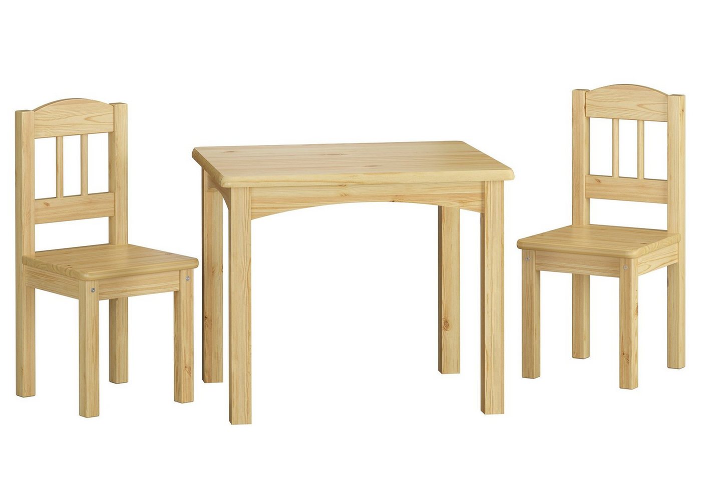 ERST-HOLZ Essgruppe Kindersitzgruppe in weiß oder Holzfarbe Massiv mit Tisch und 2 Stühlen von ERST-HOLZ
