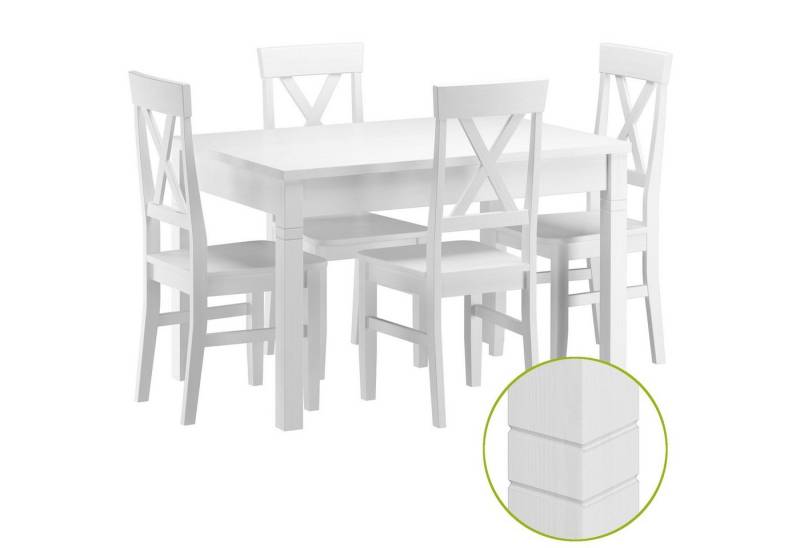 ERST-HOLZ Essgruppe Repräsentative Essgruppe Tisch und 4 Stühlen Kiefer Massivholz Weiß ERST-HOLZ Essgruppe Repräsentative Essgruppe Tisch und 4 Stühlen Kiefer Massivholz Weiß von ERST-HOLZ
