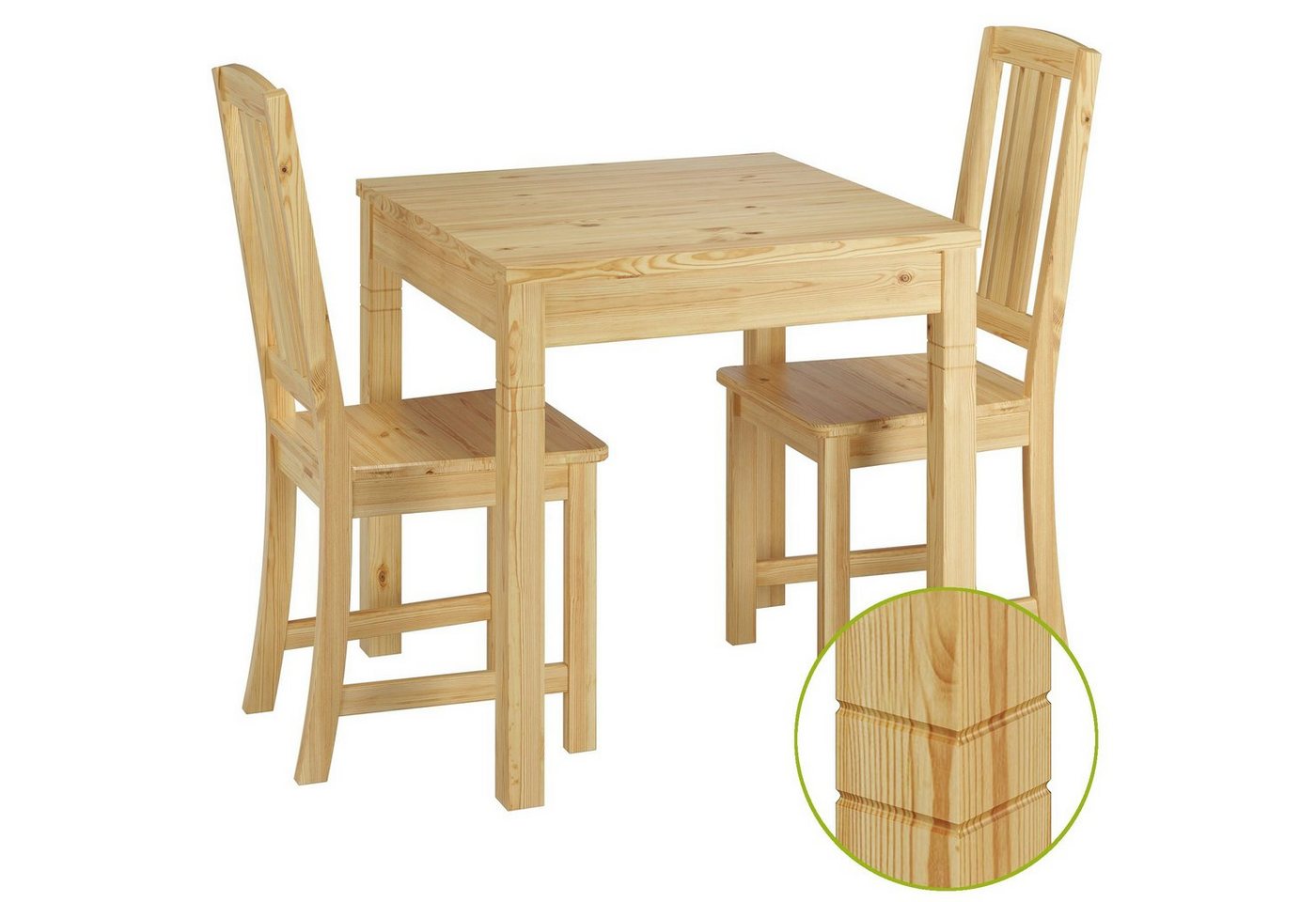 ERST-HOLZ Essgruppe Klassische Essgruppe mit Kleinem Tisch und 2 Stühlen Kiefer Massivholz ERST-HOLZ Essgruppe Klassische Essgruppe mit Kleinem Tisch und 2 Stühlen Kiefer Massivholz von ERST-HOLZ
