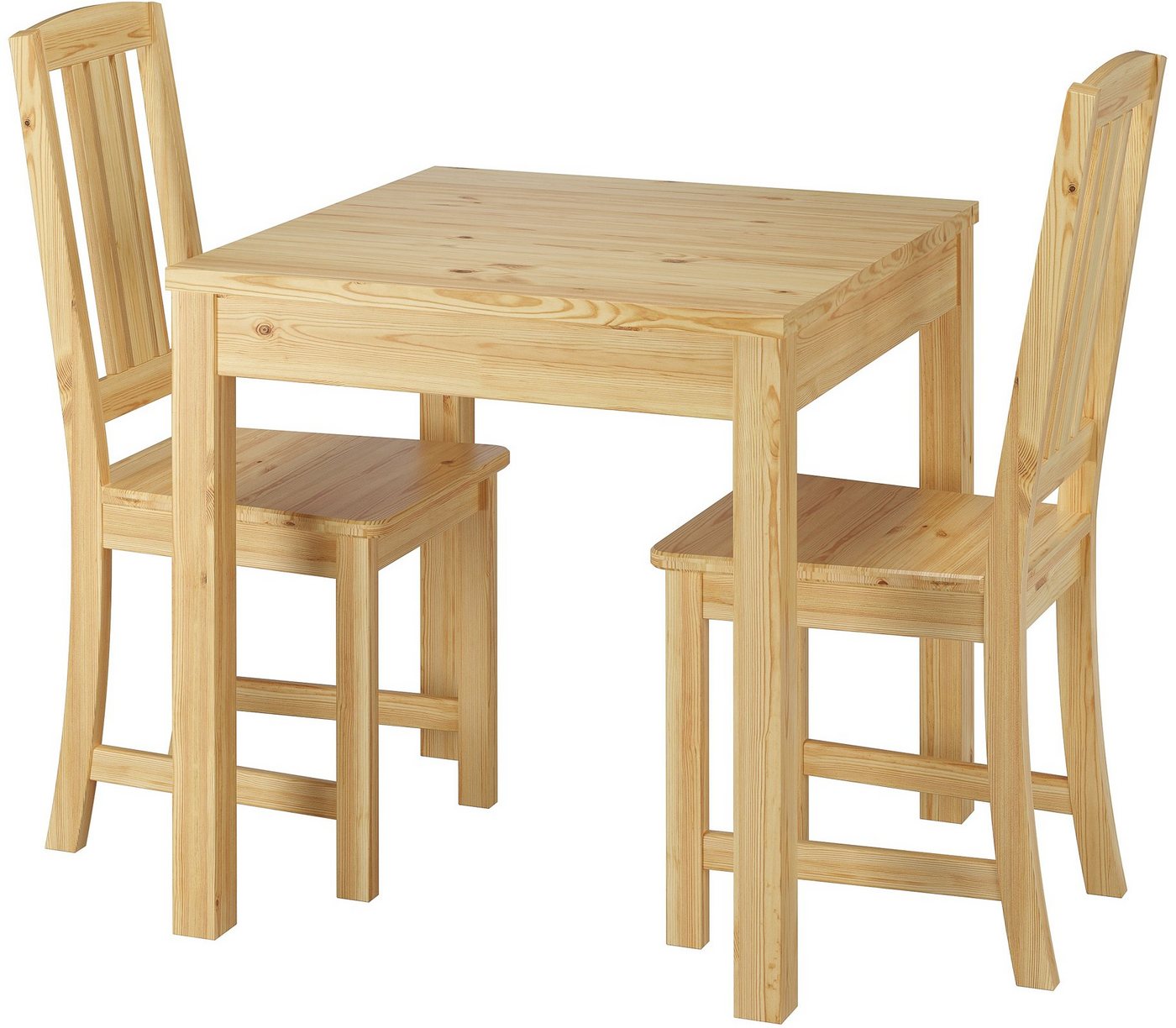 ERST-HOLZ Essgruppe Stilvolle kleine Essgruppe Tisch und 2 Stühle Kiefer natur Massivholz von ERST-HOLZ