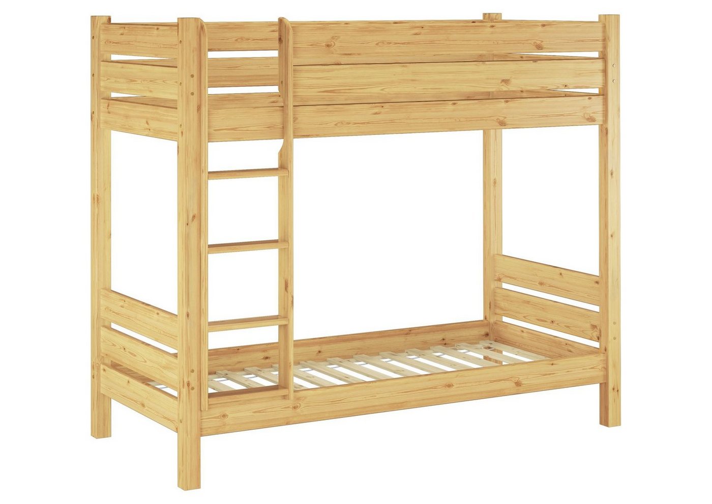 ERST-HOLZ Etagenbett Kinderstockbett stabil Kiefer natur 90x190 mit Rost von ERST-HOLZ