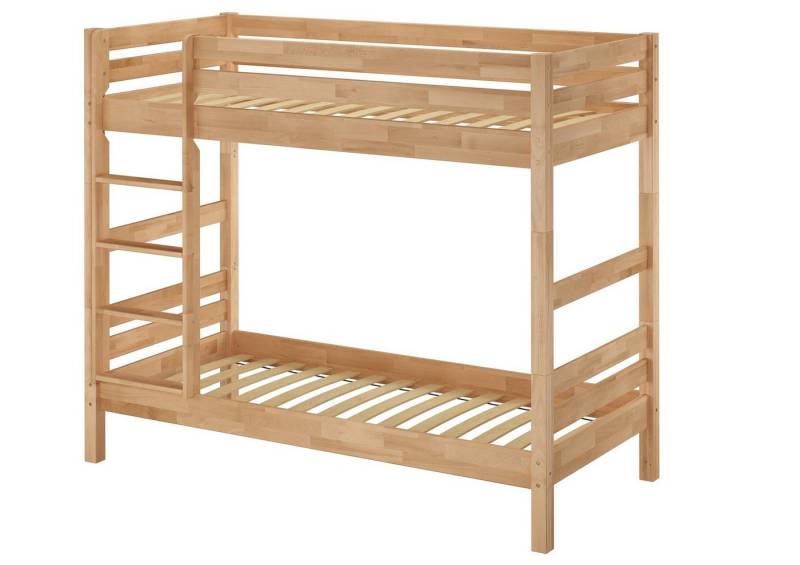 ERST-HOLZ Etagenbett Breites Etagenbett Stockbett Holzbett Buche Massiv Natur 100 x 200 von ERST-HOLZ
