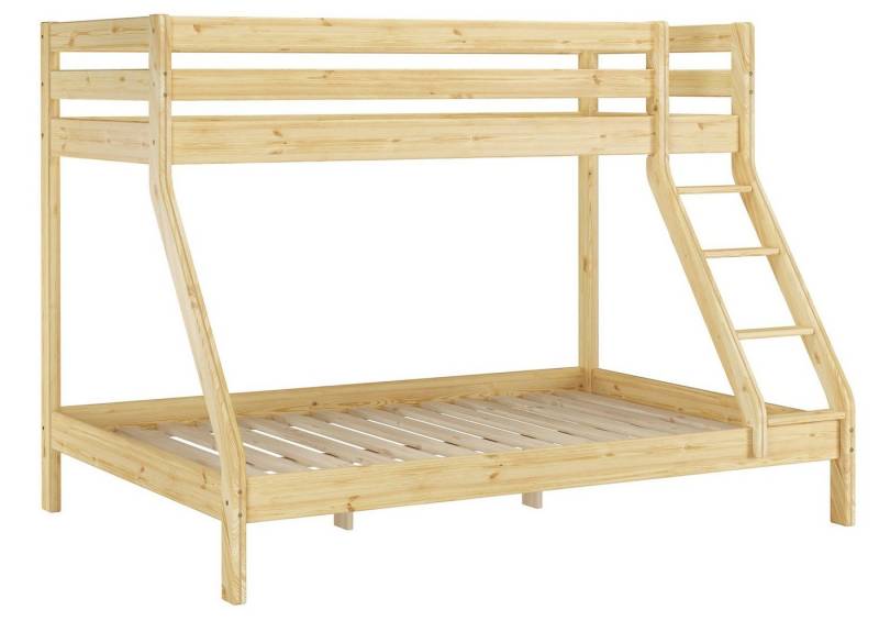 ERST-HOLZ Etagenbett Doppel-Etagenbett 90x200 u. 140/200 Kiefer natur mit Rollrosten von ERST-HOLZ