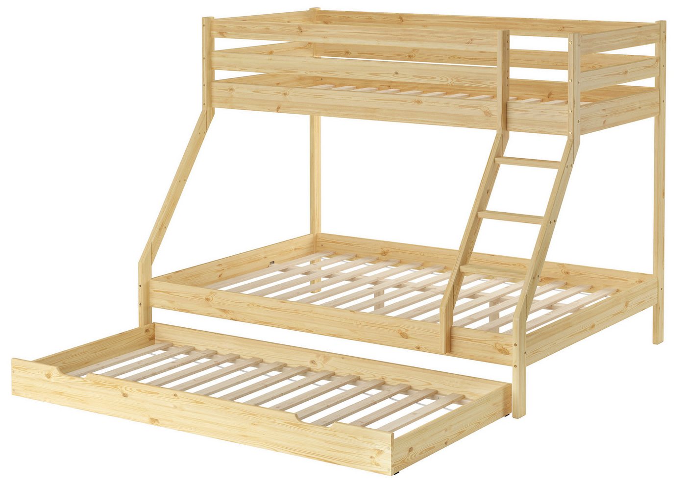 ERST-HOLZ Etagenbett Doppel-Etagenbett 90 x 200 cm / 140 x 200 cm Kiefer Masssivholz Natur von ERST-HOLZ
