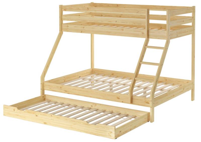 ERST-HOLZ Etagenbett Doppel-Etagenbett 90 x 200 cm / 140 x 200 cm Kiefer Masssivholz Natur von ERST-HOLZ