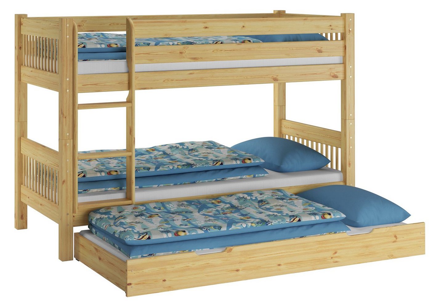 ERST-HOLZ Etagenbett Etagenbett 90 x 200 Kiefer Massiv für Kinder Nische 100 von ERST-HOLZ