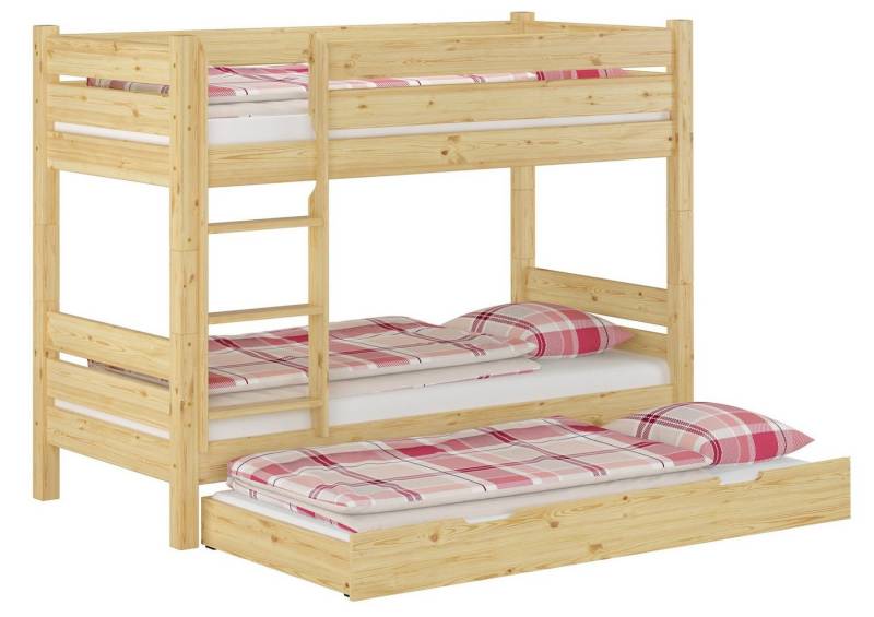 ERST-HOLZ Etagenbett Doppelstockbett mit Gästebett Matratzen und Rollroste 90 x 200 von ERST-HOLZ