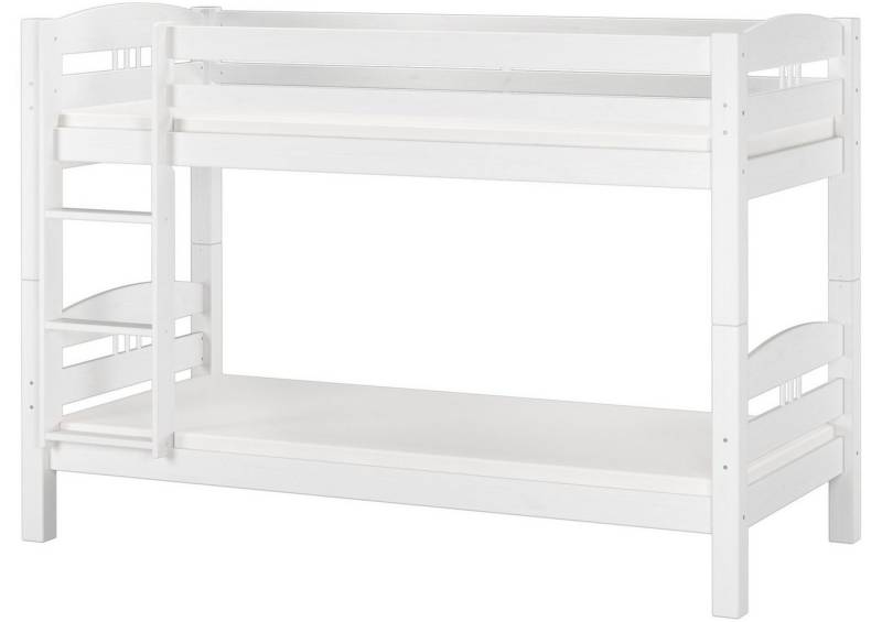 ERST-HOLZ Etagenbett Etagenbett 90 x 200 Kiefer Weiß mit Rollroste und Matratzen von ERST-HOLZ