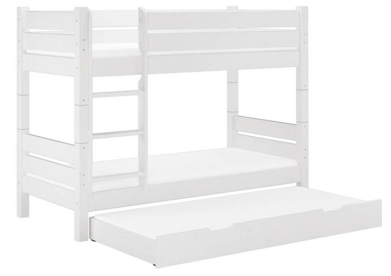 ERST-HOLZ Etagenbett Kinderetagenbett mit Gästebettkasten Rollroste und Matratzen 90 x 200 von ERST-HOLZ