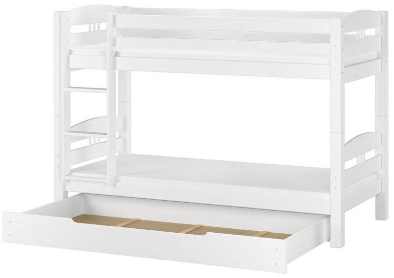 ERST-HOLZ Etagenbett Stockbett 90 x 200 Kiefer Weiß Rollroste Matratzen Bettkasten inkl. von ERST-HOLZ