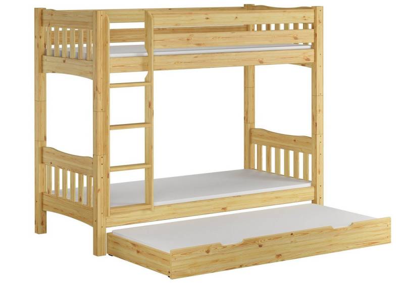 ERST-HOLZ Etagenbett Etagenbett 90 x 200 Kiefer Rollrost Matratzen Gästebettkasten von ERST-HOLZ