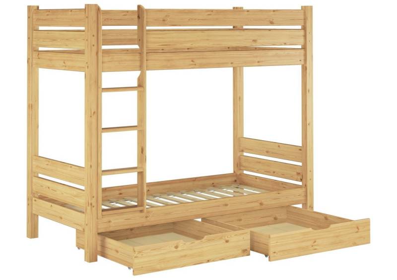 ERST-HOLZ Etagenbett Stockbett Kiefer Bettrahmen 90x200 Rost und Bettkästen inkl. von ERST-HOLZ