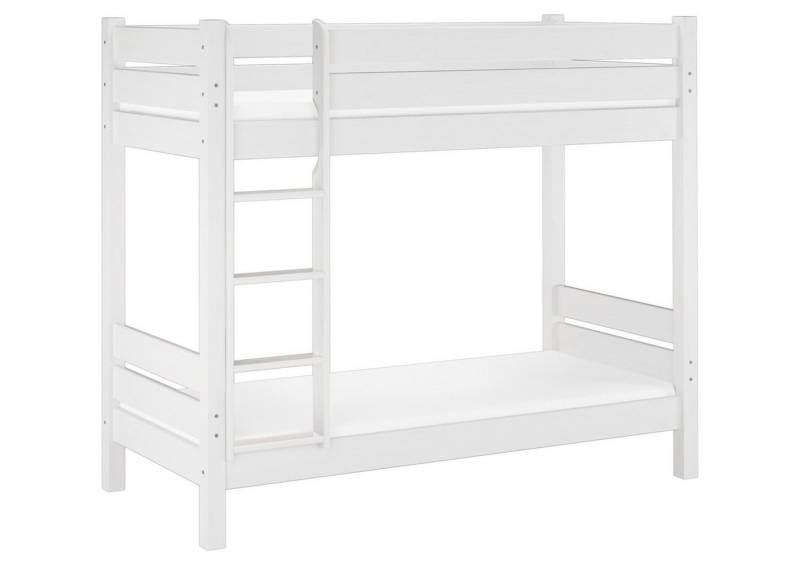 ERST-HOLZ Etagenbett Etagenbett Weiß Holz Erwachsene 90 x 200 Rollrost Matratze von ERST-HOLZ