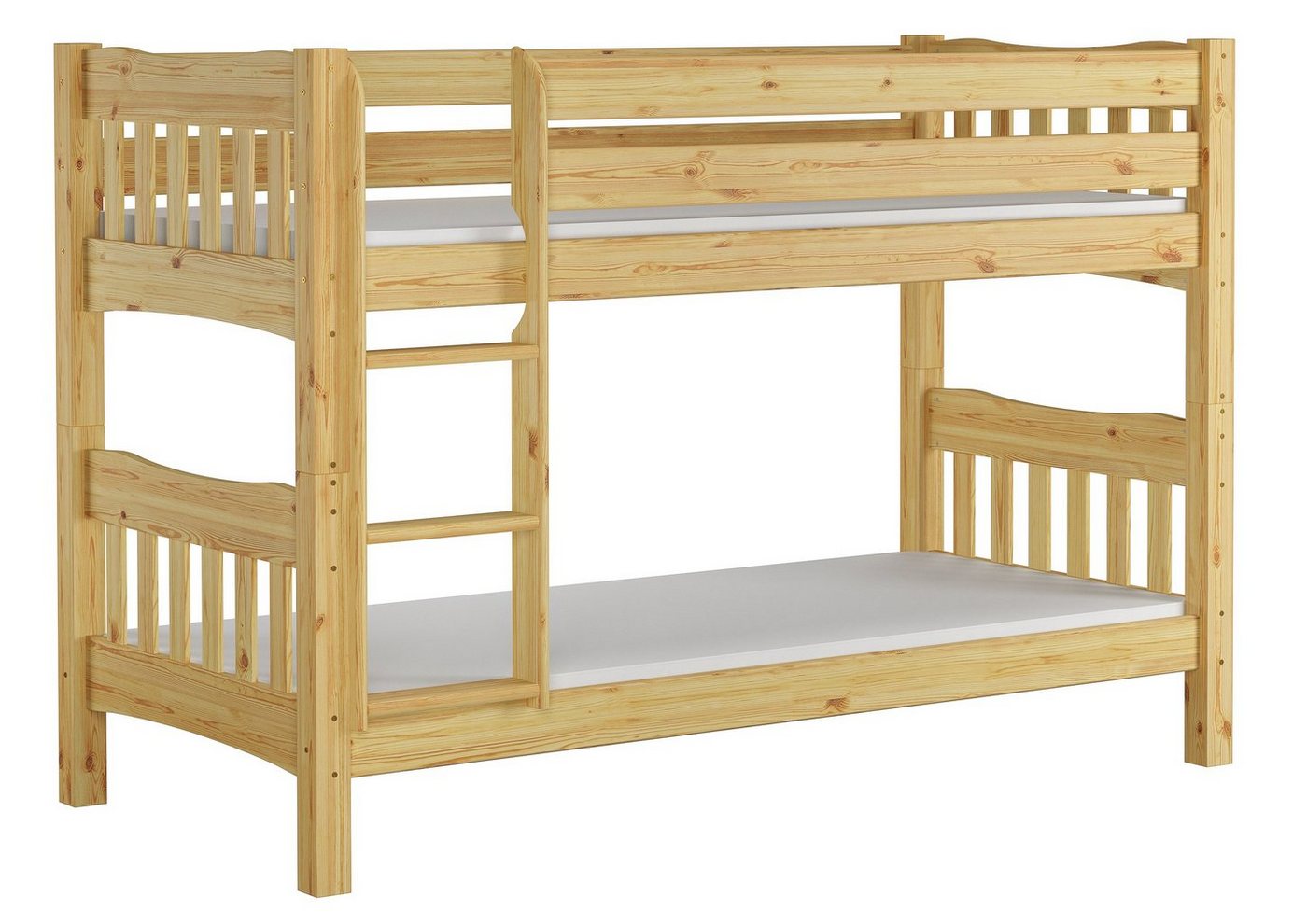 ERST-HOLZ Etagenbett Stockbett 90x200 Kiefer massiv mit Rollrosten u. Matratzen von ERST-HOLZ