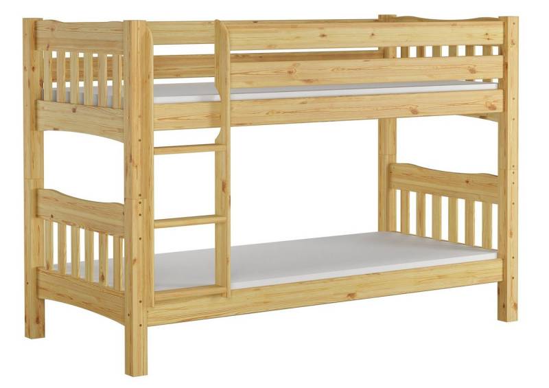 ERST-HOLZ Etagenbett Stockbett 90x200 Kiefer massiv mit Rollrosten u. Matratzen von ERST-HOLZ