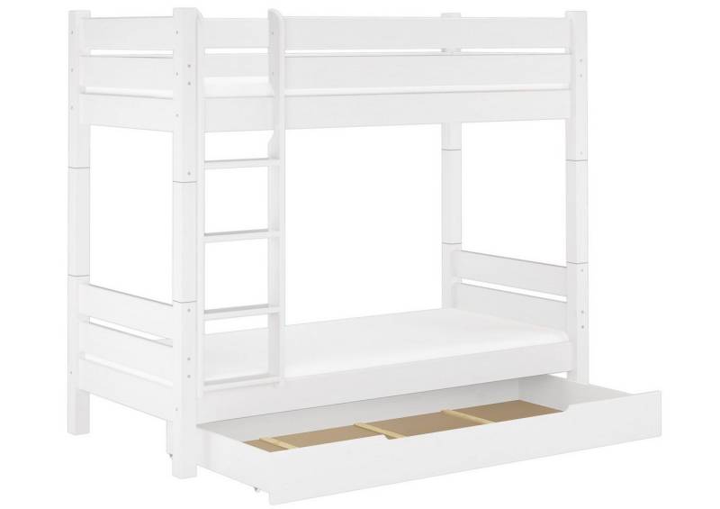 ERST-HOLZ Etagenbett Hochbett Kiefer Weiß 90 x 200 Rollrost Bettkasten inkl. von ERST-HOLZ