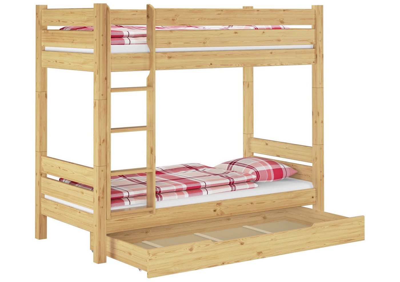 ERST-HOLZ Etagenbett Etagenbett teilbar stabil 90x200 Rollroste Bettkasten von ERST-HOLZ