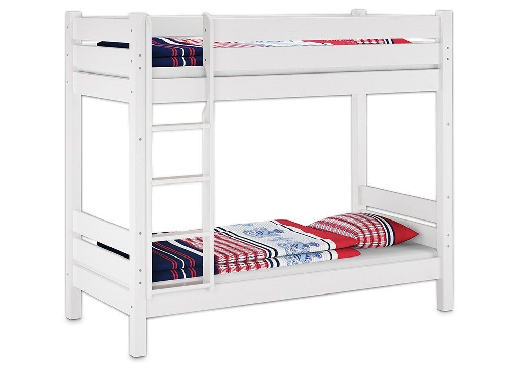 ERST-HOLZ Etagenbett Stabiles Weißes Kieferstockbett 100 x 220 2 Rollroste 2 Matratzen ERST-HOLZ Etagenbett Stabiles Weißes Kieferstockbett 100 x 220 2 Rollroste 2 Matratzen von ERST-HOLZ