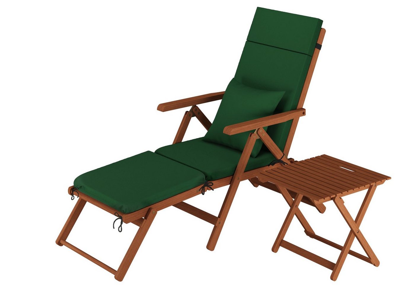 ERST-HOLZ Gartenliege Deckchair, Balkonstuhl, klassische Balkonliege mit Tisch und Zubehör von ERST-HOLZ