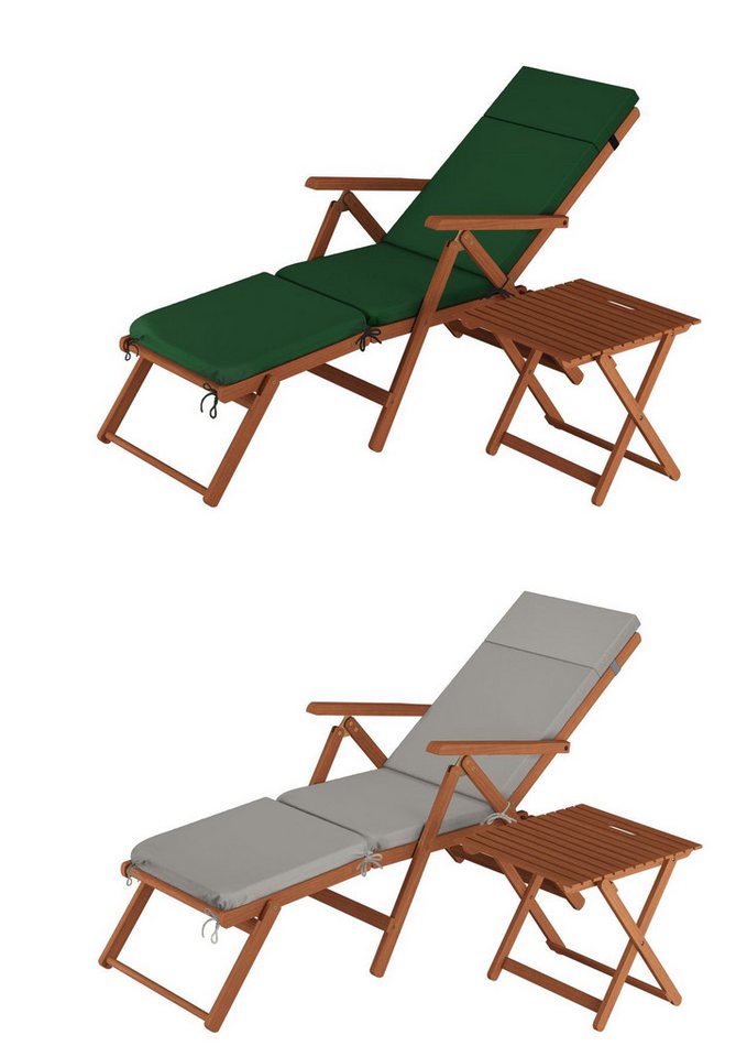 ERST-HOLZ Gartenliege Deckchair Balkonstuhl Klassische Balkonliege mit Tisch von ERST-HOLZ