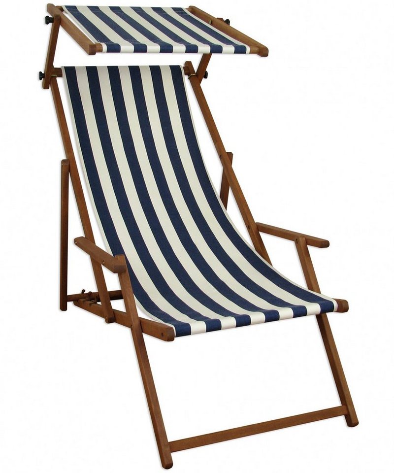 ERST-HOLZ Gartenliege Liegestuhl blau-weiß Gartenstuhl Strandstuhl Sonnendach Sonnenliege von ERST-HOLZ