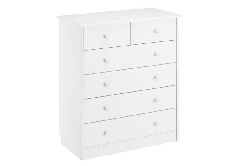 ERST-HOLZ Kommode Kommode Weiß Sideboard Anrichte Kiefer Massiv 6 Schubladen, 90.50-13W - Kommode Kiefer weiß-6 Schubladen von ERST-HOLZ